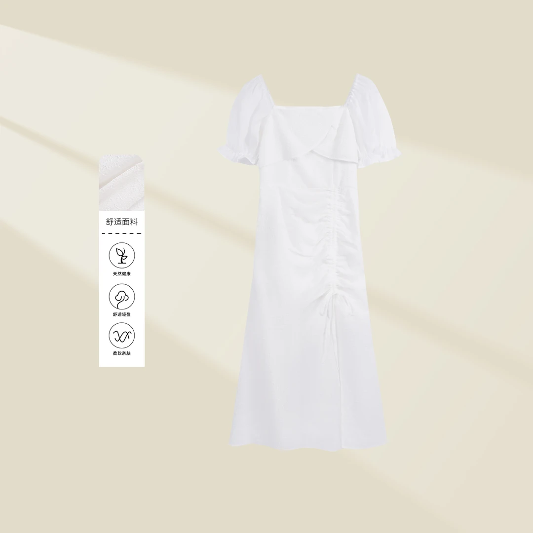 《婷婷专属》L1338079A 悠闲周末：舒适宽松大摆纯色连衣裙 8079