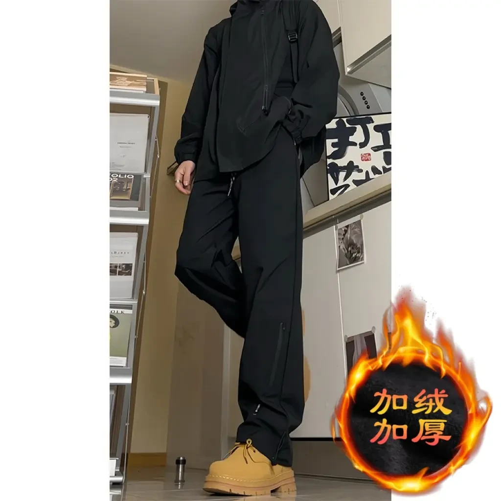 登山冲锋裤男女秋冬黑色工装裤2024新款大码男生户外运动裤子