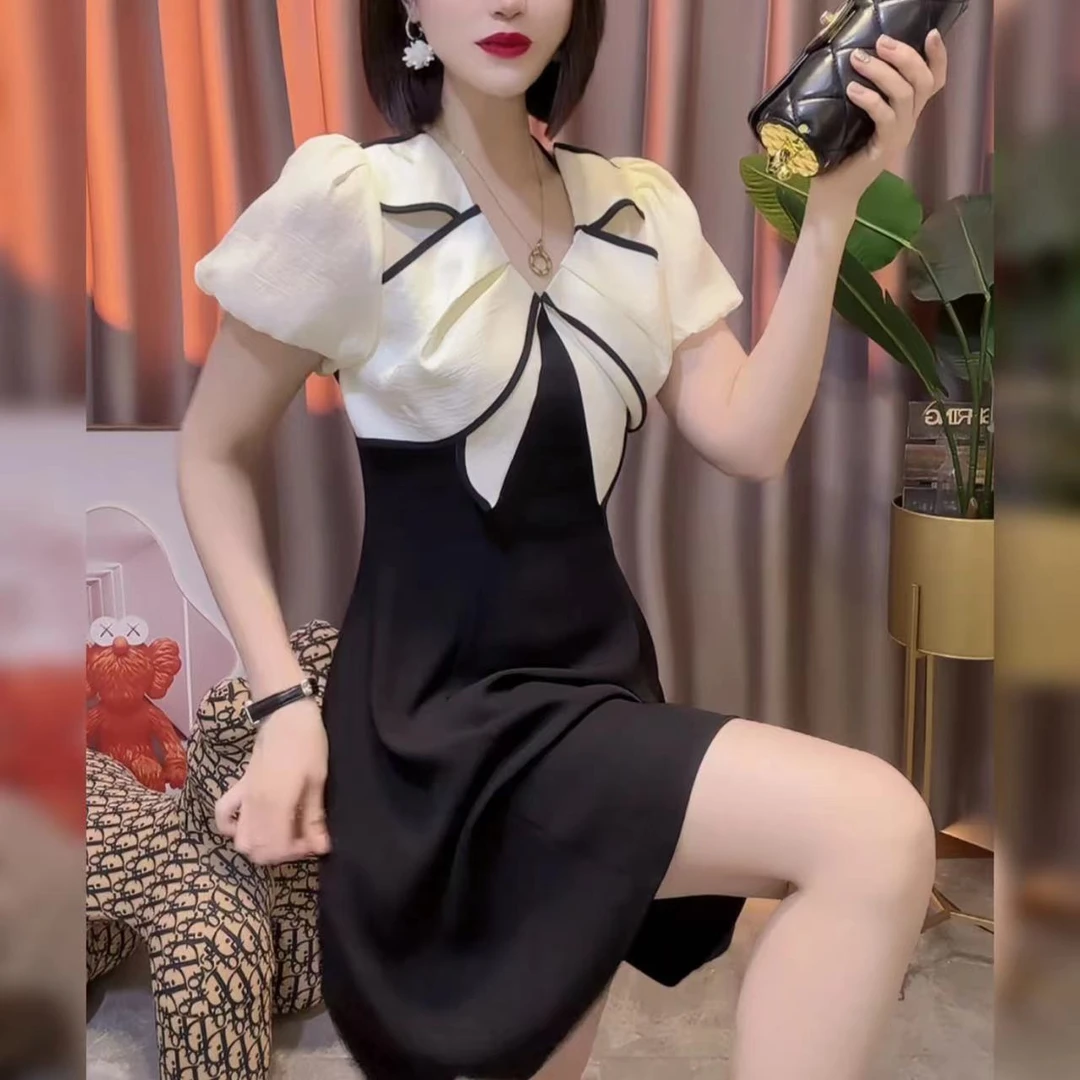 法式收腰连衣裙夏季1258