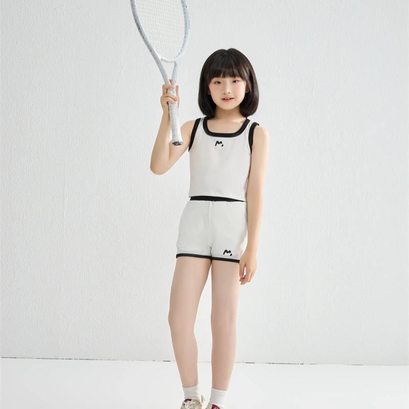 麻豆街【宝宝运动套装】2025夏装童装休闲薄款女孩洋气T恤两件套M85