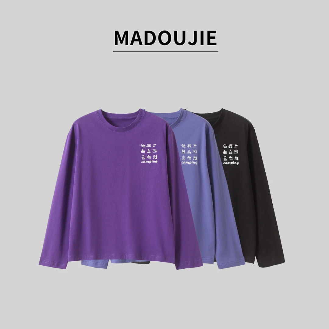 麻豆街【长袖T恤】2024秋季童装新款中大童宽松印花春秋儿童T恤M340