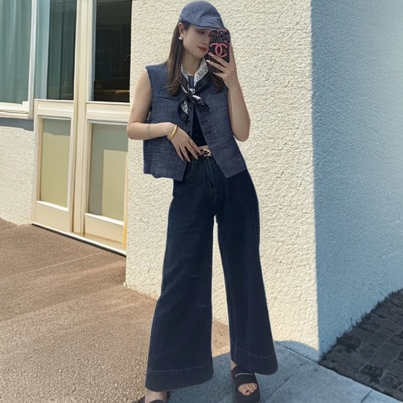 凤凤家新秋款时尚百搭牛仔九分裤阔腿裤牛仔裤