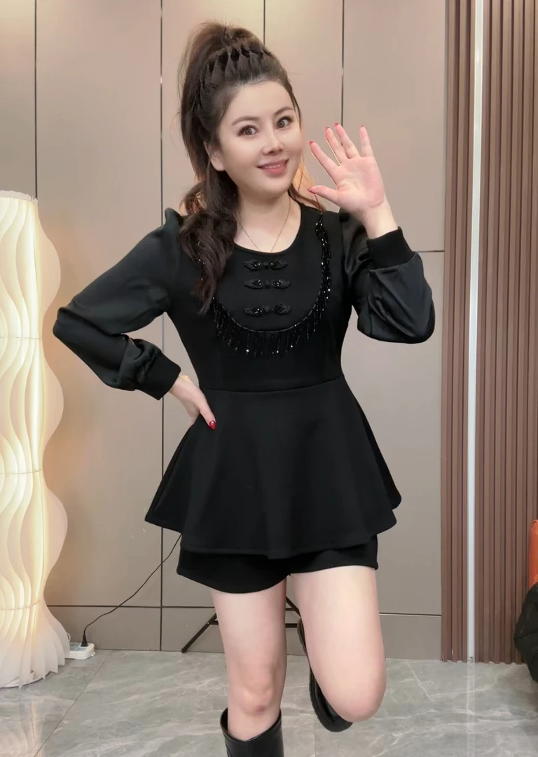 602秋冬新款时尚气质流行旗袍妞帕新中式套装98