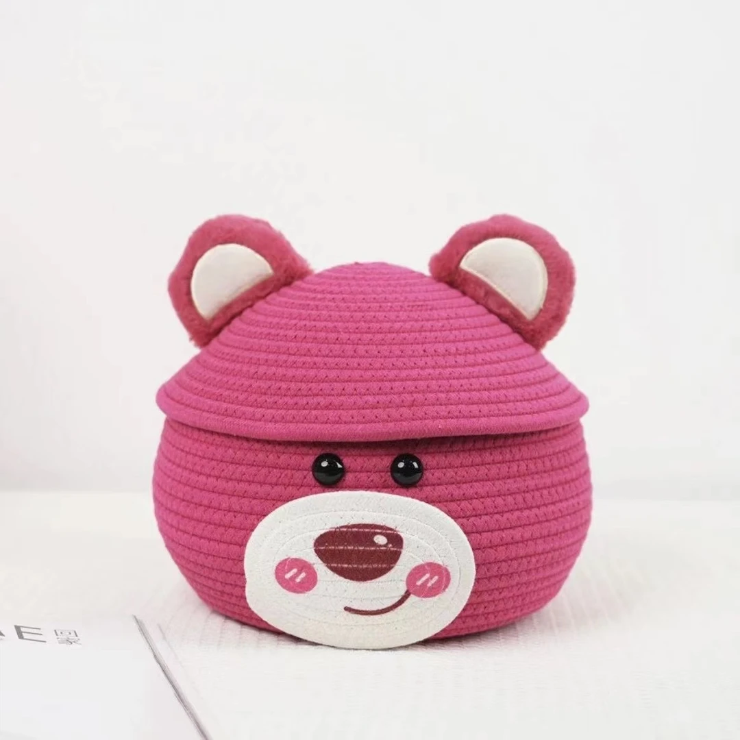 粉色草莓熊创意家用卡通可爱收纳桶套装儿童玩具桶