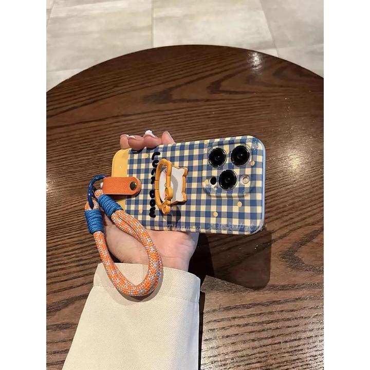 小清新田园猫咪支架适用iPhone14promax苹果13手机壳11手绳15女12