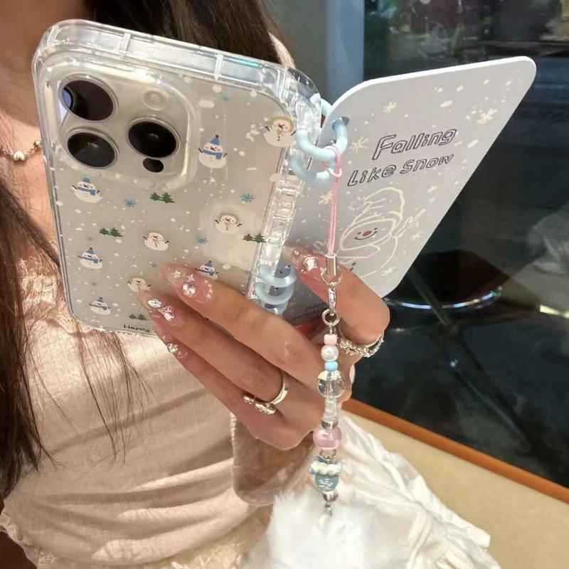 翻盖笔记本雪人适用iPhone16promax个性苹果15手机壳可爱14趣味13