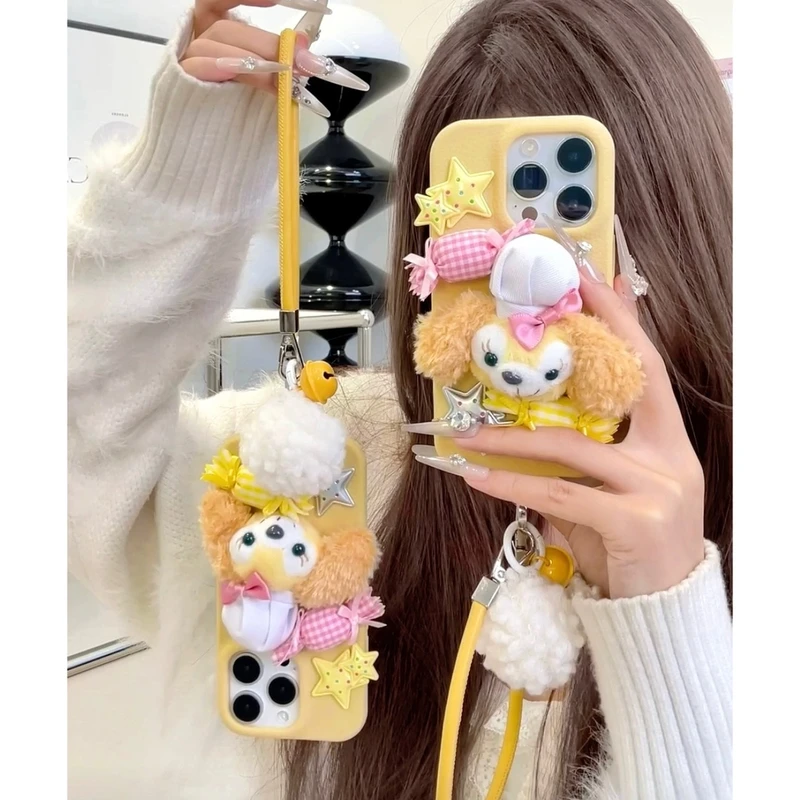 可爱毛绒饼饼适用iPhone16promax苹果13/15手机壳14秋冬11爆款12