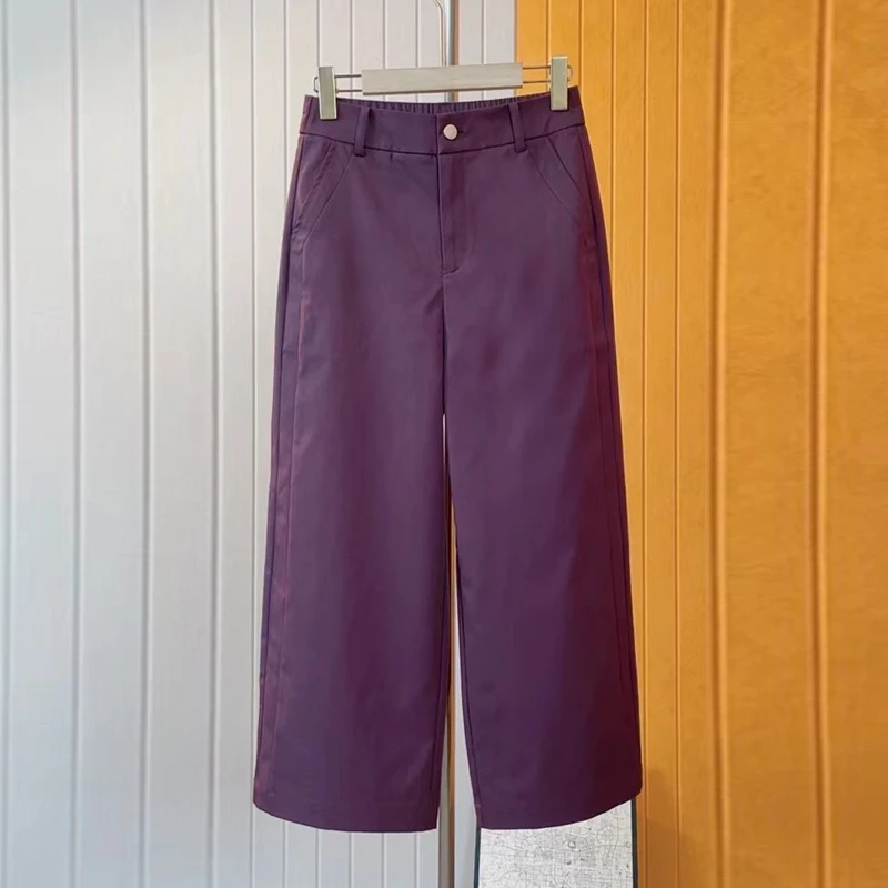 (超钛棉）抗皱九分A字版阔腿裤女夏季宽松薄款显瘦高腰百搭