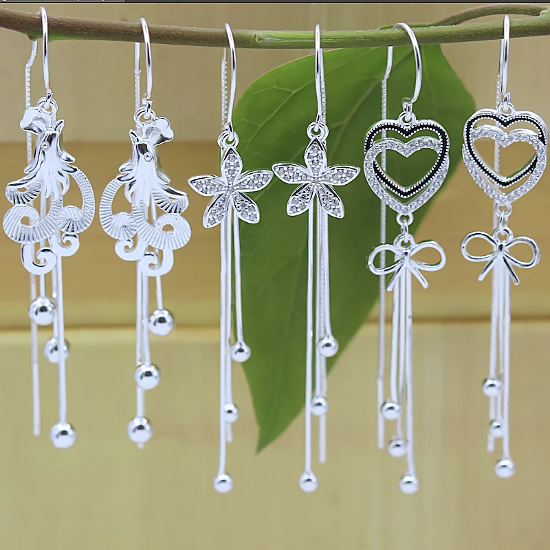 足银耳饰 银耳环女99纯银爱心流苏高级感百搭气质足银耳钩耳超仙