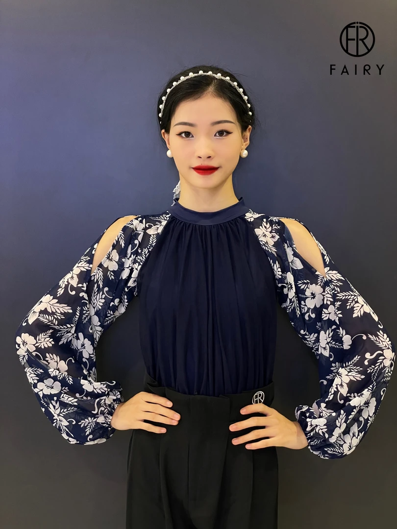 【Fairy】衣服女士上衣舞服国标摩登舞拉丁舞连体衣#079舒适透气