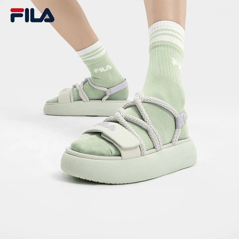 Fila/斐乐女士新款时尚麻花凉鞋休闲透气软弹增高F12W421404F