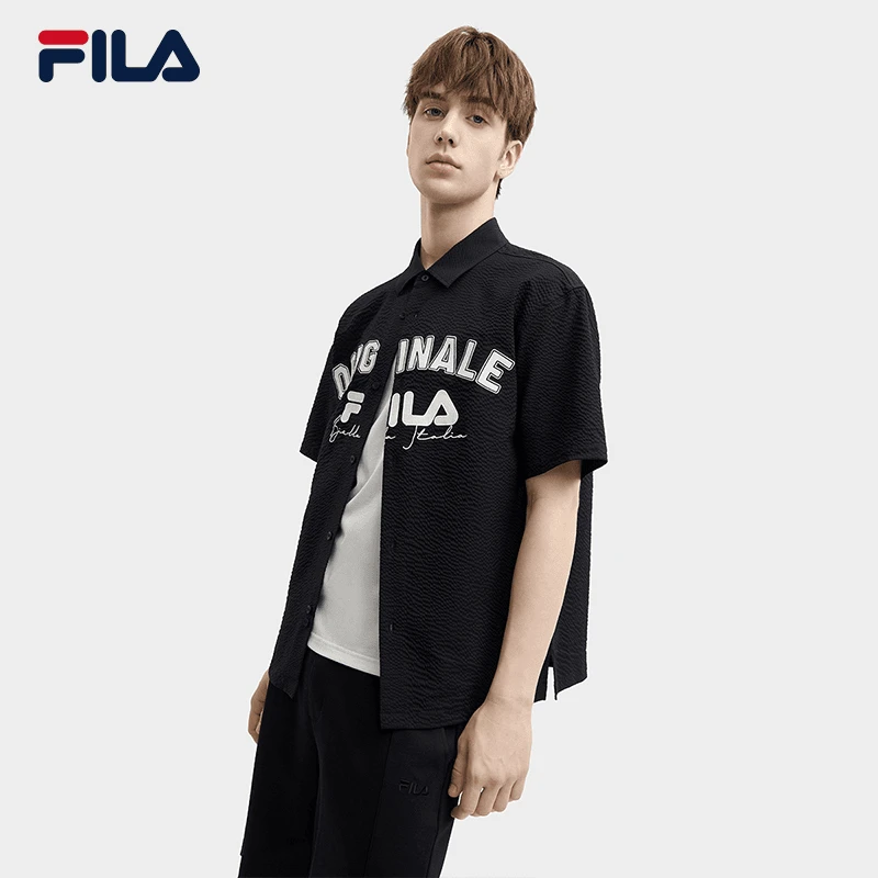 Fila/斐乐正品男子【24年新款】夏翻领宽松时尚休闲短袖F11M429704F