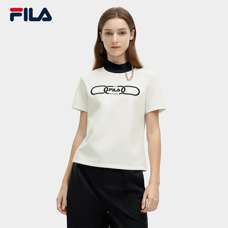Fila/斐乐【24款米兰高定 】时尚针织套头短袖衫短袖T恤F11W415101F