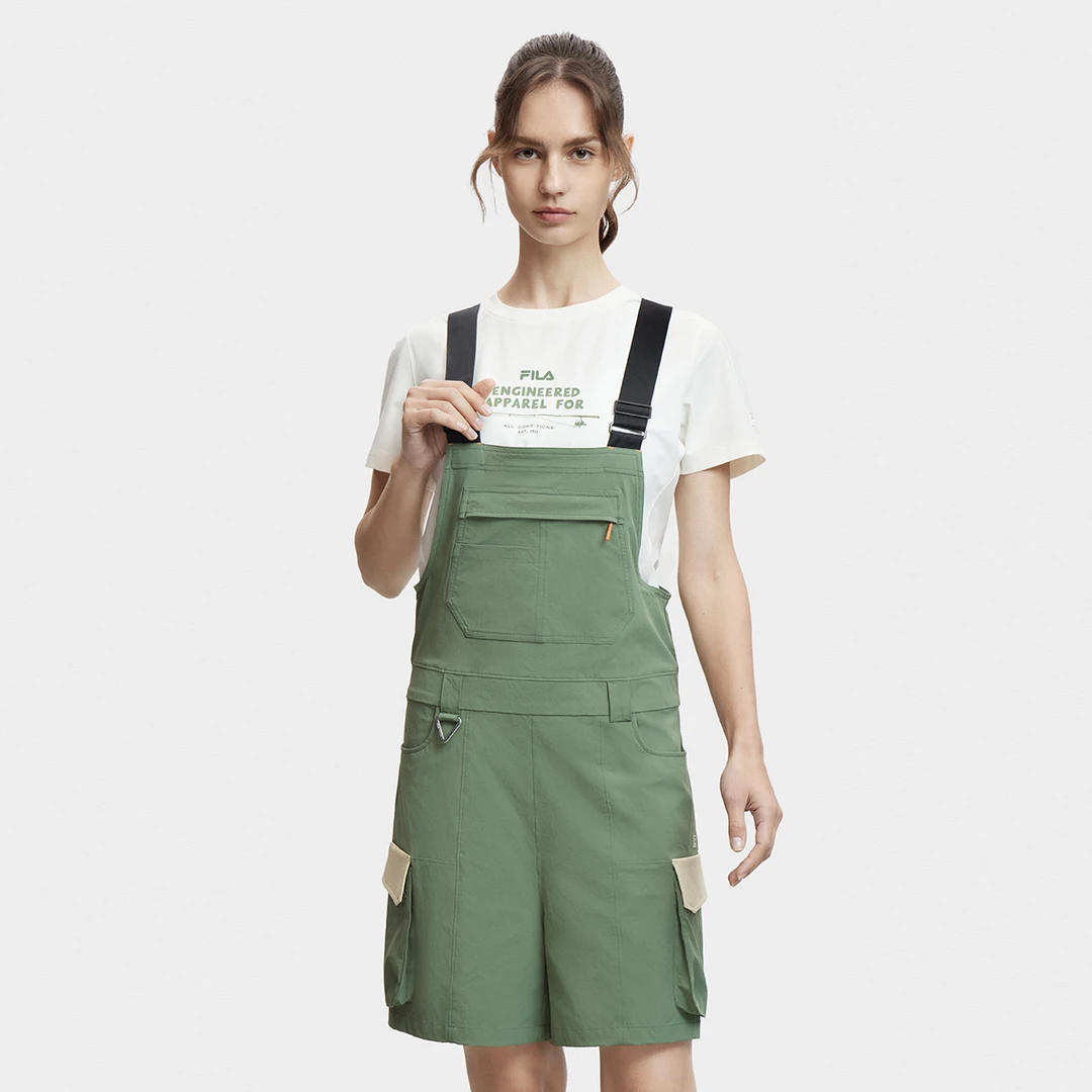 Fila/斐乐【速干】女夏季休闲新款【时尚工装背带裤】短裤A11W427709F