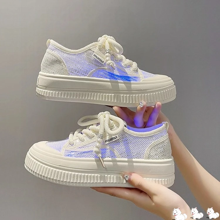 黑色网纱鞋女休闲鞋子女款布鞋百搭单鞋饼干鞋轻便小白鞋运动板鞋