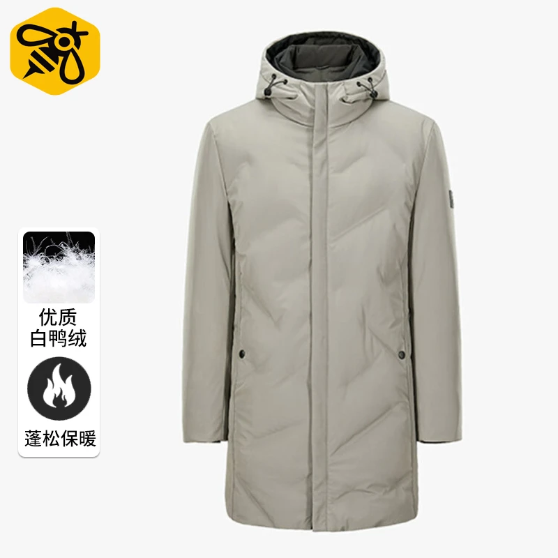 【蜂窝】商务男士羽绒服白鸭绒连帽舒适锦氨面料有型羽绒服V9T07900