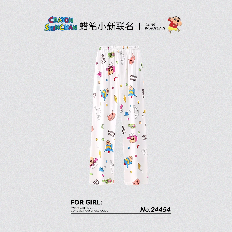 宫蝶【轻柔软】蜡笔小新春夏睡裤女可爱卡通新之助纯棉松紧腰裤子