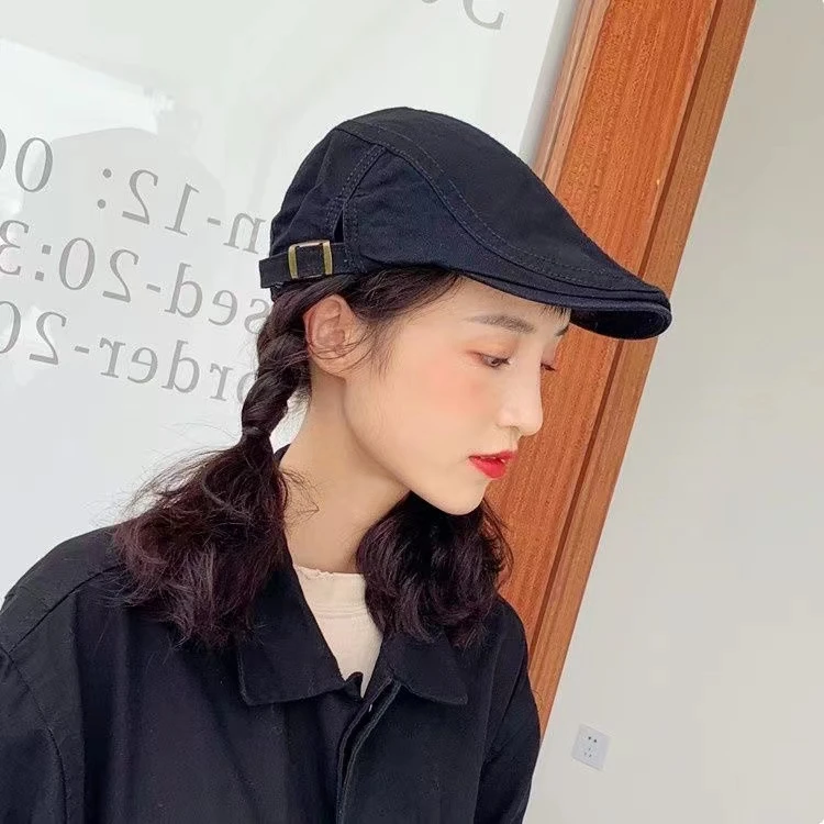 贝雷帽春夏秋基本款鸭舌帽光板时尚潮 男女帽子防晒遮阳休闲黑色
