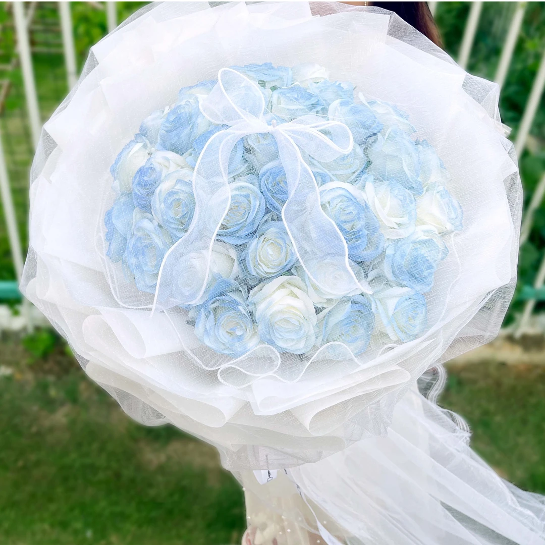 爱永恒『33朵碎冰蓝鲜花花束』送那个爱的人永恒的爱恋送男朋友女朋友对象闺蜜小时达的同城配送