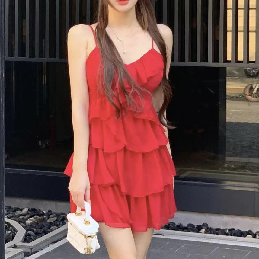 【五折清仓】笨比甜~法式显瘦夏季性感甜美露肩连衣裙