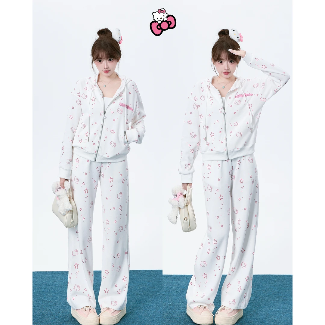 笨比甜Sweety 秋季可爱减龄少女感运动服HelloKitty印花两件套装