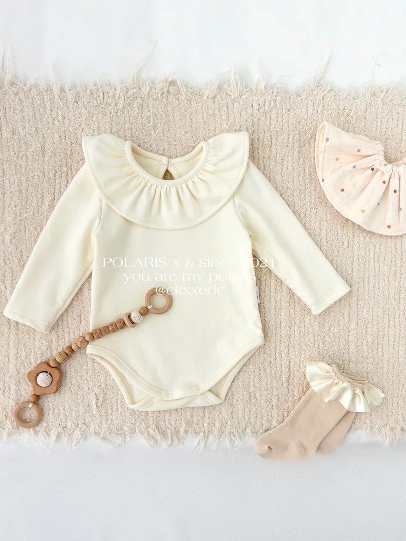 香槟色德绒 | 秋冬德绒男女宝宝公主造型荷叶边双色包屁衣