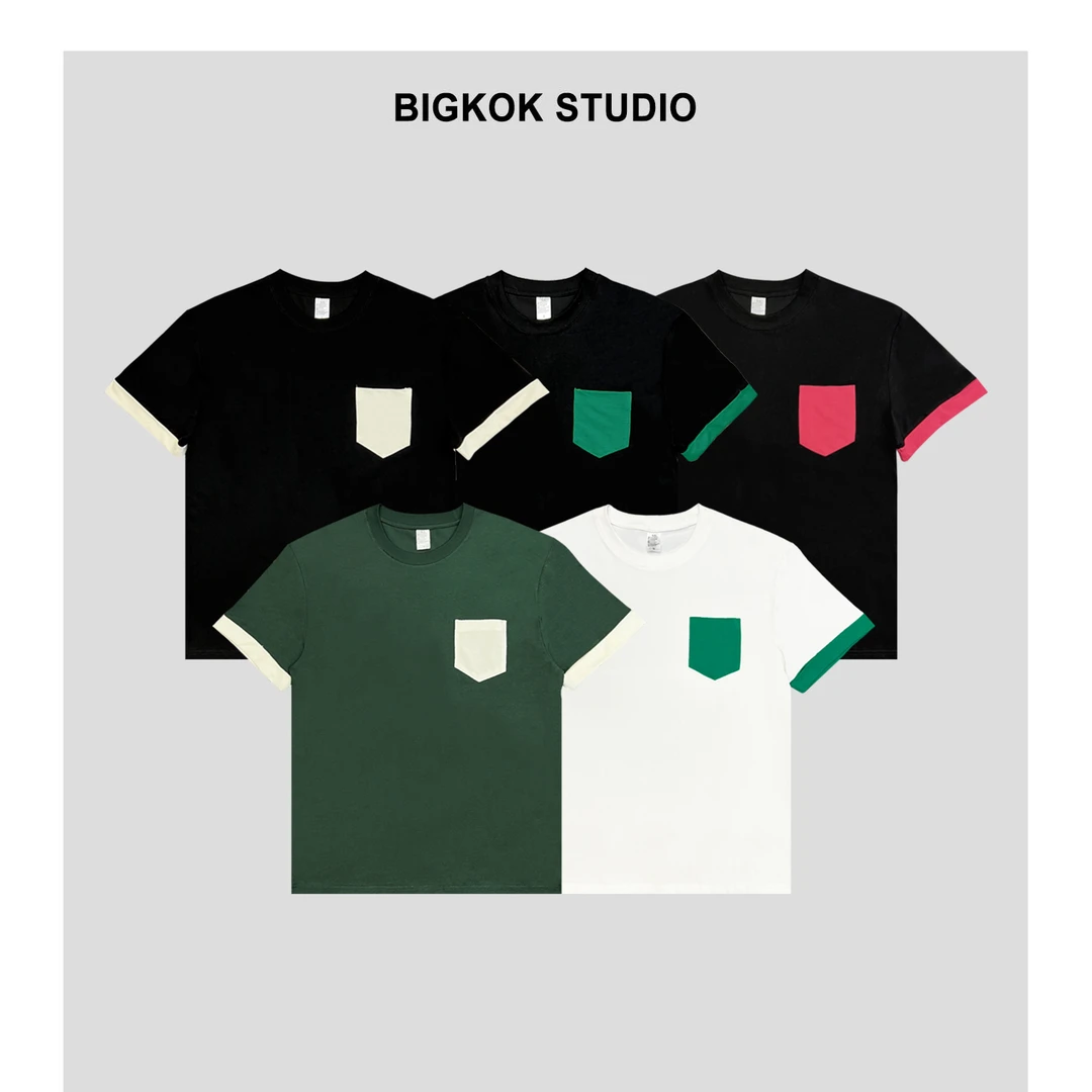 圆领短袖简约口袋纯色轻奢感百搭速干透气索罗娜T恤上衣男女款KT