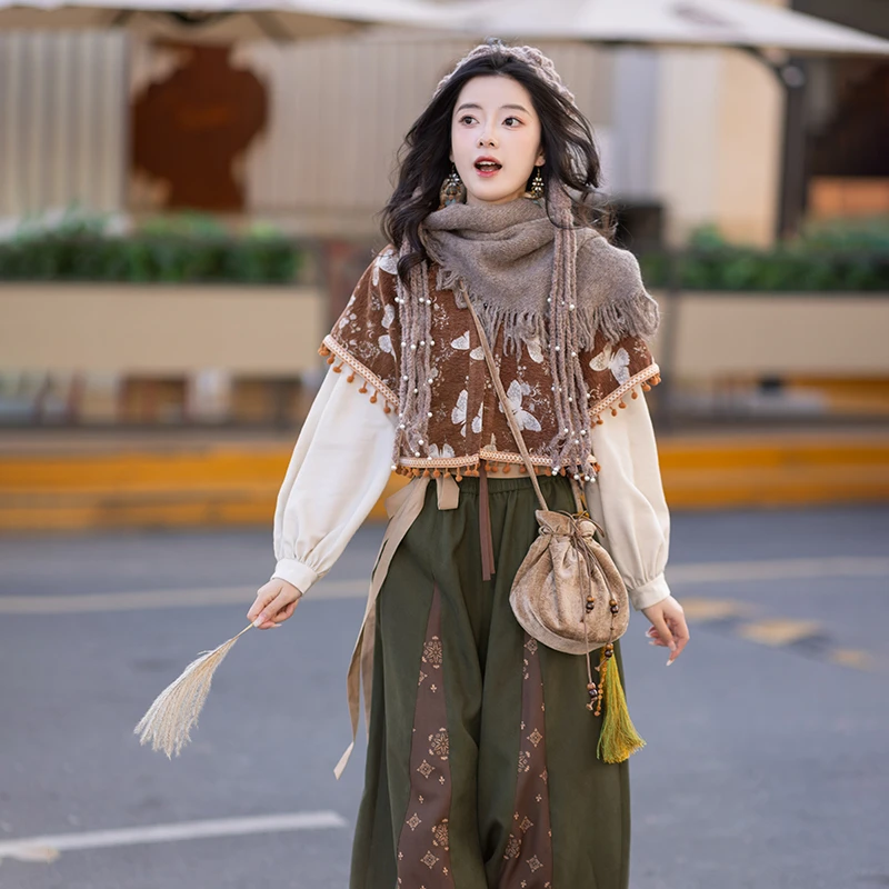 池夏【中国符号:随野】汉元素提花褙子衬衫灯笼裤原创改良汉服 春