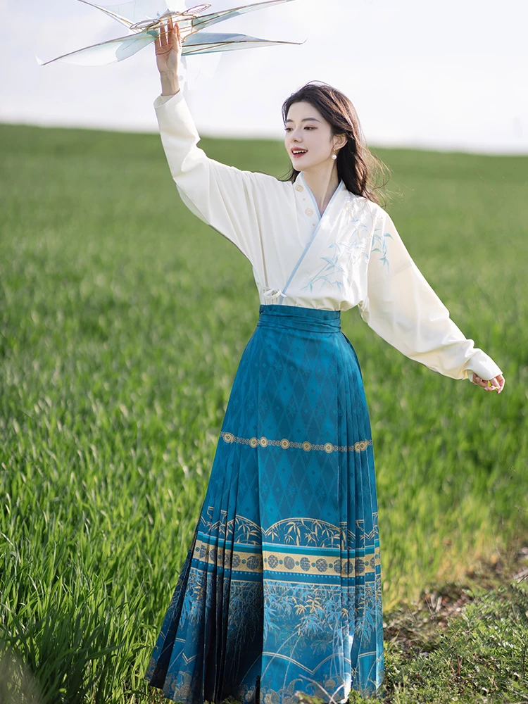 池夏【双十一浮力 】竹马青梅明制仿妆花马面裙飞机袖原创改良汉服