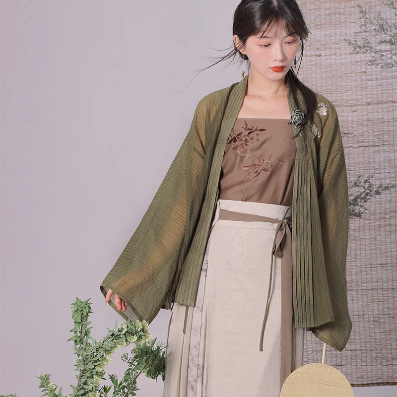 池夏中国符号方觉夏深宋制短衫吊带旋裙原创改良汉服女