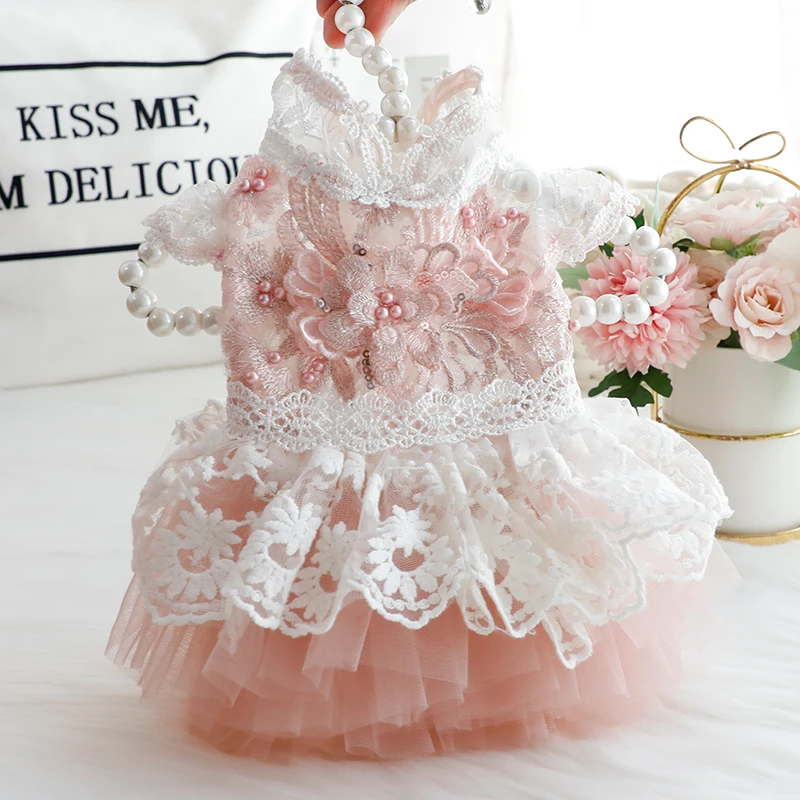 手作款高定走秀婚纱裙狗狗衣服猫咪公主裙旗袍小型犬泰迪宠物3654