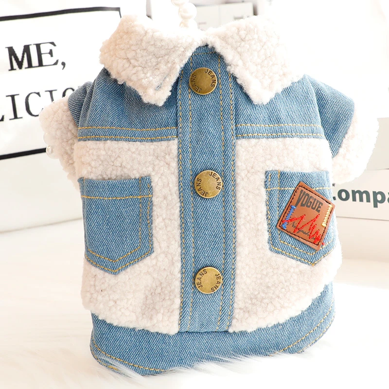狗狗衣服秋冬装厚款猫咪帅气牛仔夹克棉衣加绒小型犬泰迪宠物5543