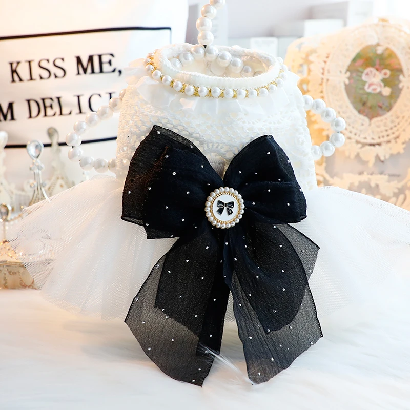 狗狗衣服春秋装猫咪公主裙可牵引5号珍珠婚纱小型犬泰迪宠物5938