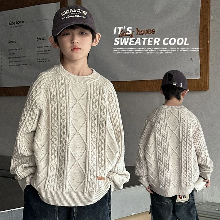 男童毛衣秋冬款2024新款大儿童装冬季加厚打底针织衫线衣男孩冬装