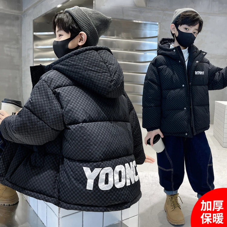棉袄棉服休闲纯色通用连帽童装棉衣冬装儿童洋气中长款中大童帅气
