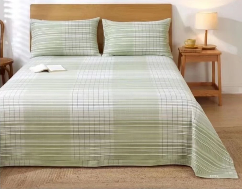 【泽川-绿】华夫格斜纹纯棉断档印花纯棉老粗布床单240*250一条