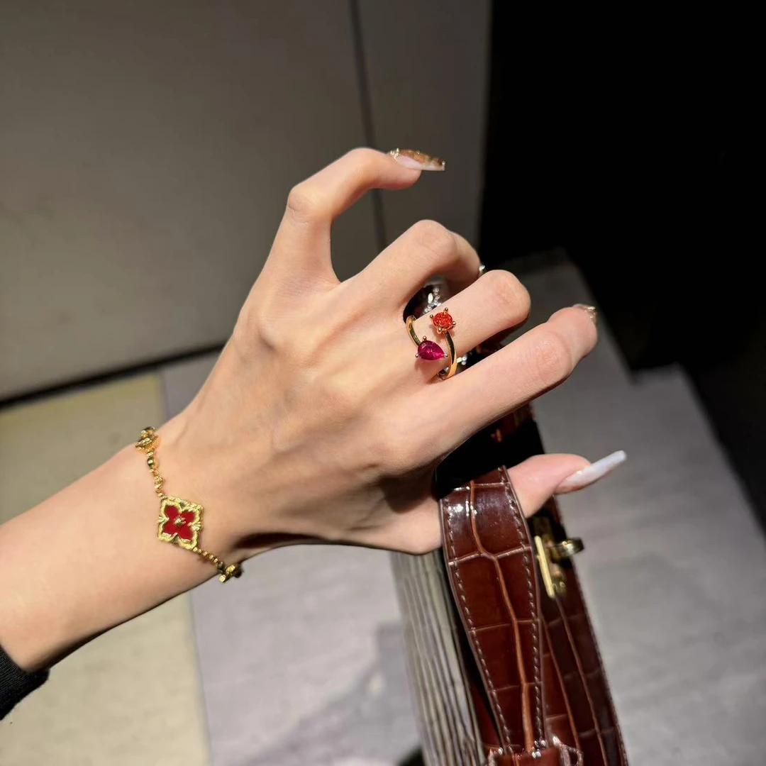 铜合金戒指 高定款双十一贴米双色开口戒