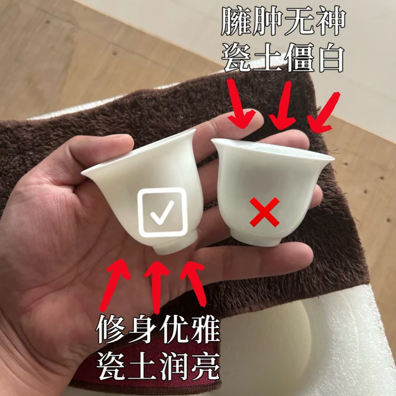 新年茶杯德化羊脂玉白瓷客杯品茗杯茶杯功夫小客杯茶上釉陶瓷茶杯