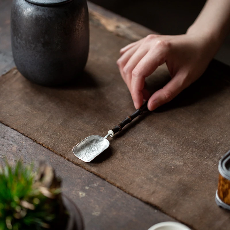 紫竹锡制茶铲茶勺茶叶匙勺子功夫茶具六君子配件取茶叶勺分茶茶匙
