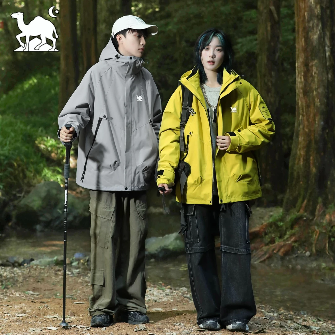 东方骆驼2024三合一户外登山服运动夹克防风防水秋冬情侣连帽A1