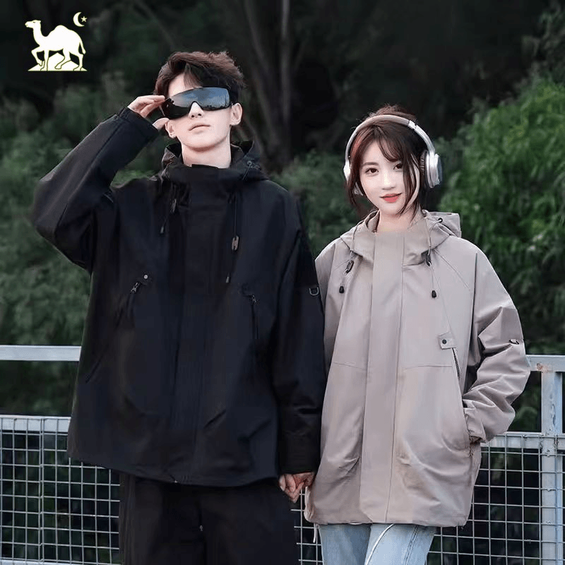 东方骆驼户外休闲夹克防水防风登山服宽松百搭潮流连帽外套A5