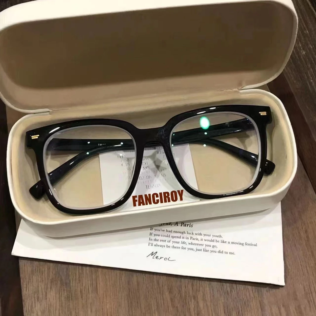 断货高冷黑！温柔小众复古方框可配度数素颜平光近视眼镜框架女ins