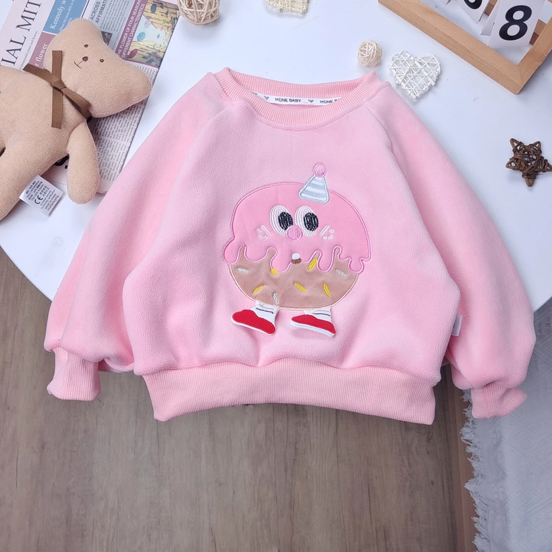 秋冬新款女童时尚洋气百搭韩版卡通刺绣宽肩卫衣休闲卫衣LD-E287