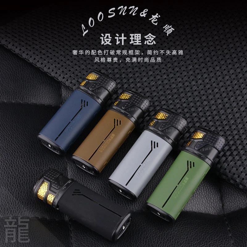 龙顺加厚斜打时尚蓝焰打火机零售批发家用防风个性创意打火机新款