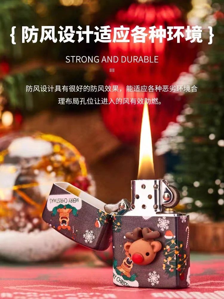 zorro佐罗煤油打火机彩漆麋鹿贴章个性防风火机圣诞节礼物送男友