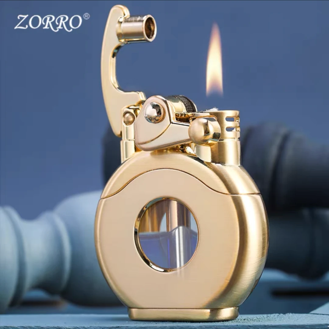 佐罗ZORRO 如意瓶打火机透明油仓可视摇臂砂轮防风创意个性男士