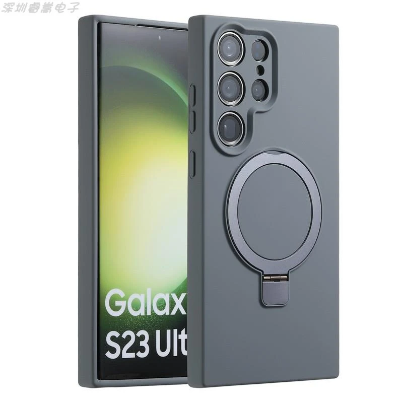 三星s23Plus新液态硅胶磁吸手机壳s23Ultra磨砂炫彩支架