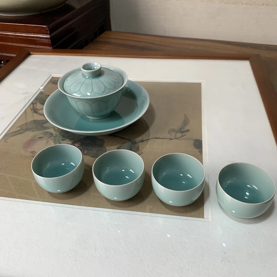 龙泉窑瓷器手工主人茶杯陶瓷客杯天青色小容量杯