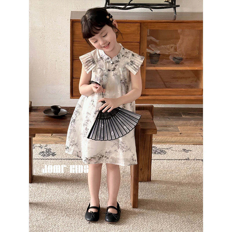 【嗒囜】女童新中式国风水墨晕染娃娃裙子儿童气质连衣裙 JM824130