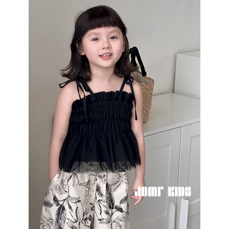 【嗒囜】女童百搭无袖吊带 儿童夏季蕾丝时尚外穿上衣JM824333